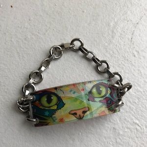 Cat inlay fortune keeper bracelet